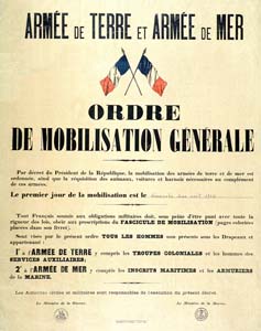 Affiche officielle française décrétant l’« ordre de mobilisation générale ».