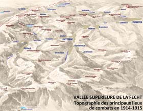 Vallée supérieure de la Fecht : topographie des principaux lieux de combats en 1914 - 1915. 