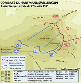 Carte des combats du 27 février 1915 au HWK. 