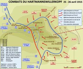 Carte des combats des 25-26 avril 1915.