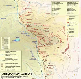 Carte du champ de bataille du HWK. Dans sa grade extension cependant, le champ de bataille s’étend jusqu’aux crêtes, aux vallées et dans la plaine, où stationnent les artilleries et toute l’infrastructure logistique des belligérants.