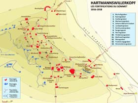 HWK : les fortifications et tranchées du sommet, qui ne bougeront quasient plus entre janvier 1916 et l’armistice.