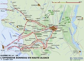 La première offensive, ou offensive Bonneau en Haute Alsace, 7-13 août 1914.