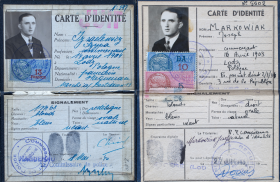 Cartes d'identité : à G. l'originale (1940), à D. la fausse mais officielle (1943)