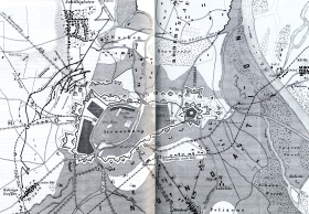 Plan de Strasbourg avec les parallèles ennemies