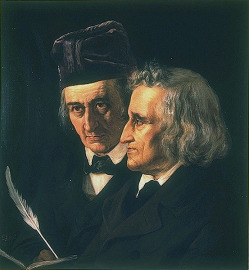 Wilhelm Grimm (à gauche) et Jacob Grimm (à droite). Elisabeth Jerichau-Baumann, 1855. Berlin, Staatliche Museen.