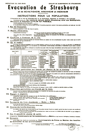 Instructions à la population en vue de l'évacuation (sept. 1939) 