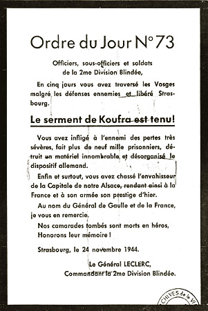 Ordre du jour du général Leclerc (24 nov. 1944) 