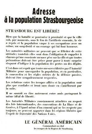 Appel au calme lancé à la population à l'occasion de la contre-attaque allemande de janvier 1944 