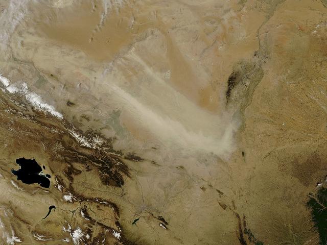 Chine centrale : désert du Tengger - tempête de sable