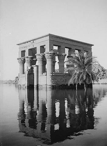 Assuan and Philae : kiosk at Philae, looking S.W., taken from a boat. 