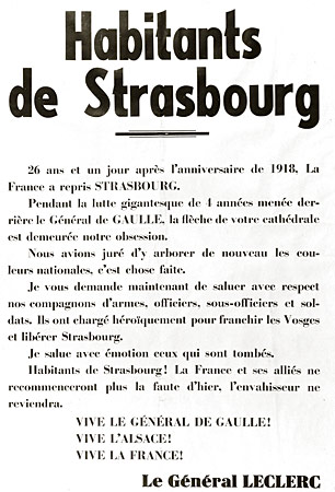 Proclamation du général Leclerc aux habitants de Strasbourg (23 nov. 1944) 