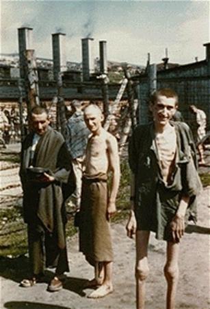 Survivants du camp, à Mauthausen 