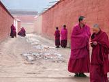 Xiahe : moines dans une rue