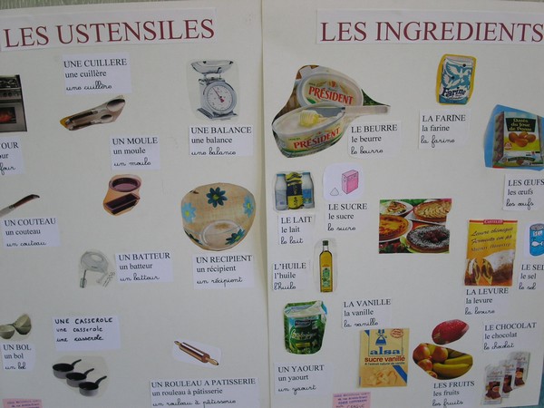 1. Par champ lexical : Les ustensiles de cuisine / Les ingrédients