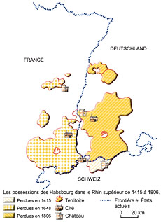 Les possessions des Habsbourg dans le Rhin suprieur de 1415  1806 - Dessin Giulio Tosca (LMZ-RP)
