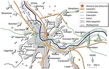 Karte der Basler Umgebung - Zeichnung Giulio Tosca (LMZ-RP)