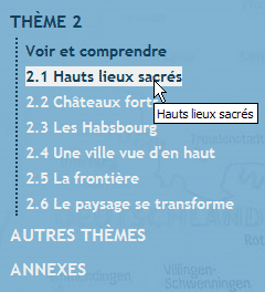 Menu page d'introduction de thme - Capture d'cran