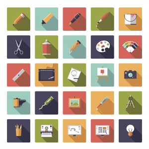 Art and design flat icon vector collection